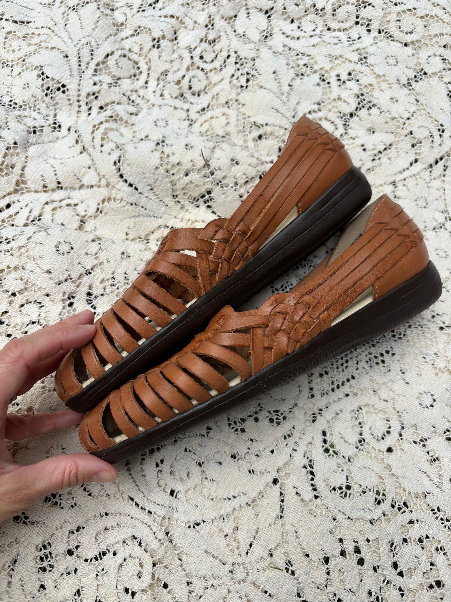 softspots Huarache Leather Sandals - size 9