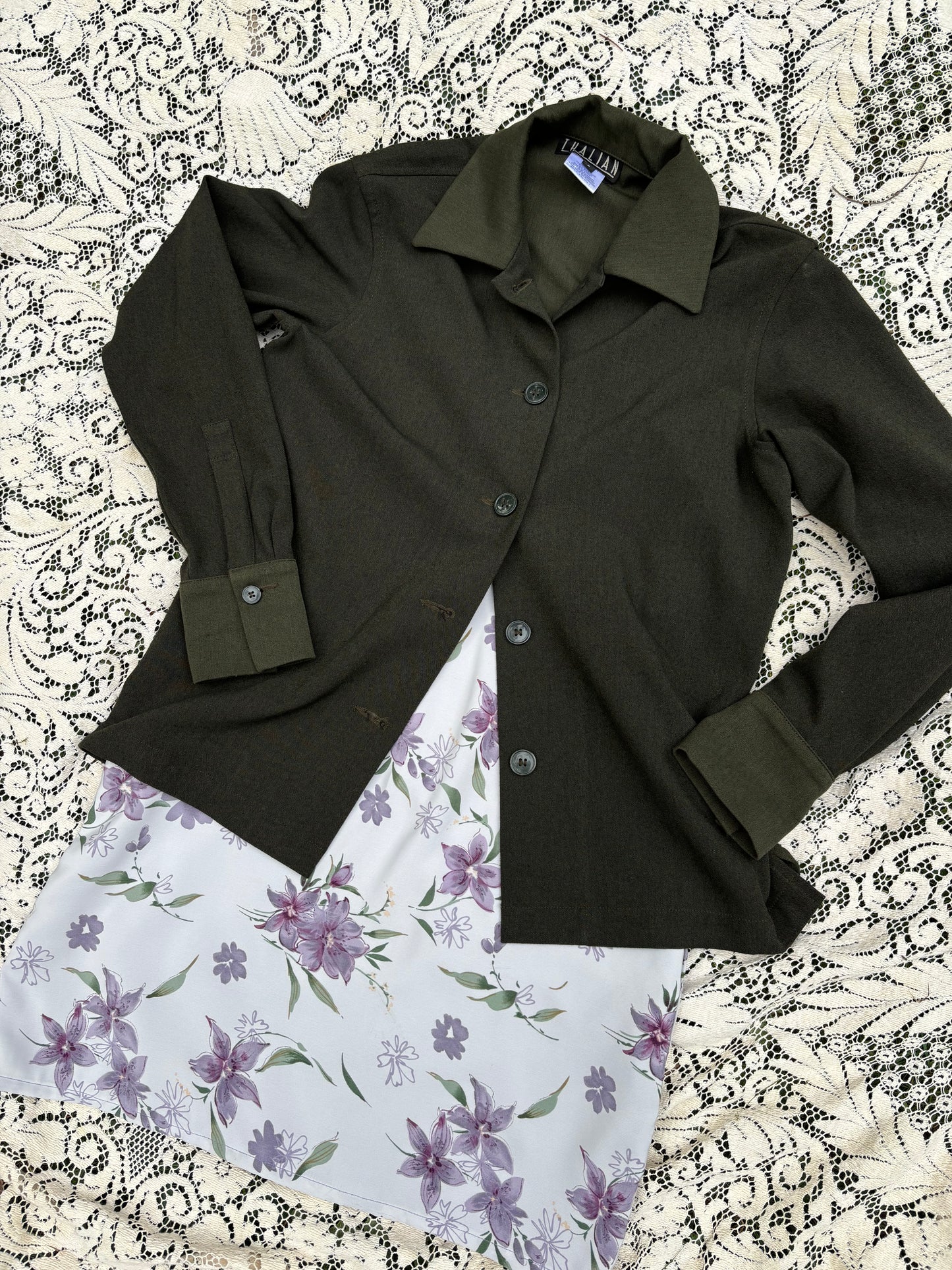 Vintage Dark Green Shirt Jacket - XS/S