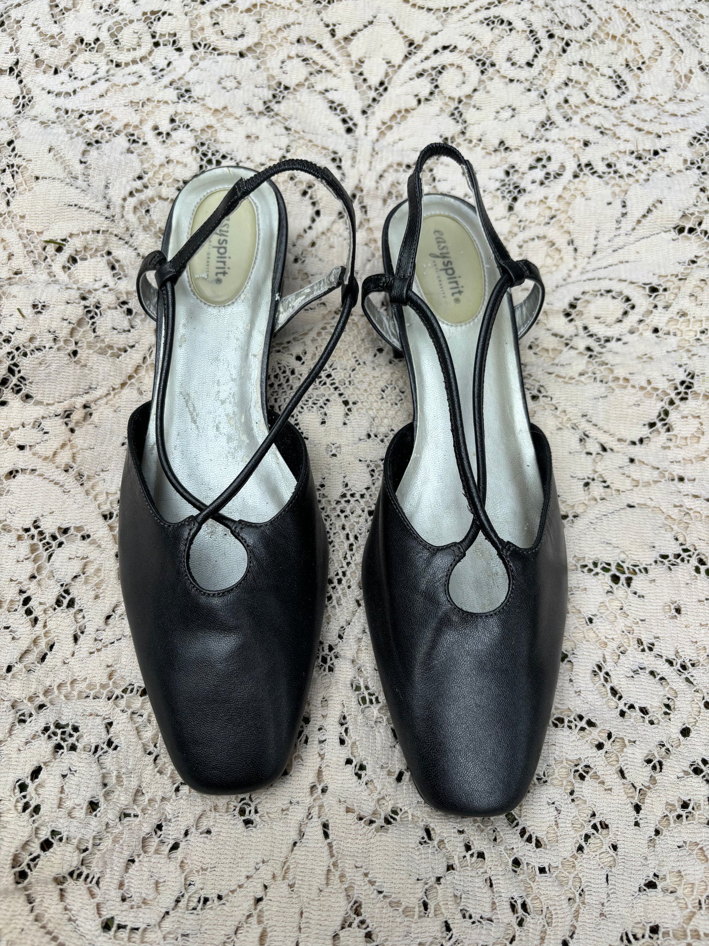 Vintage Easy Spirit Leather Slingback Heels - Size 8.5