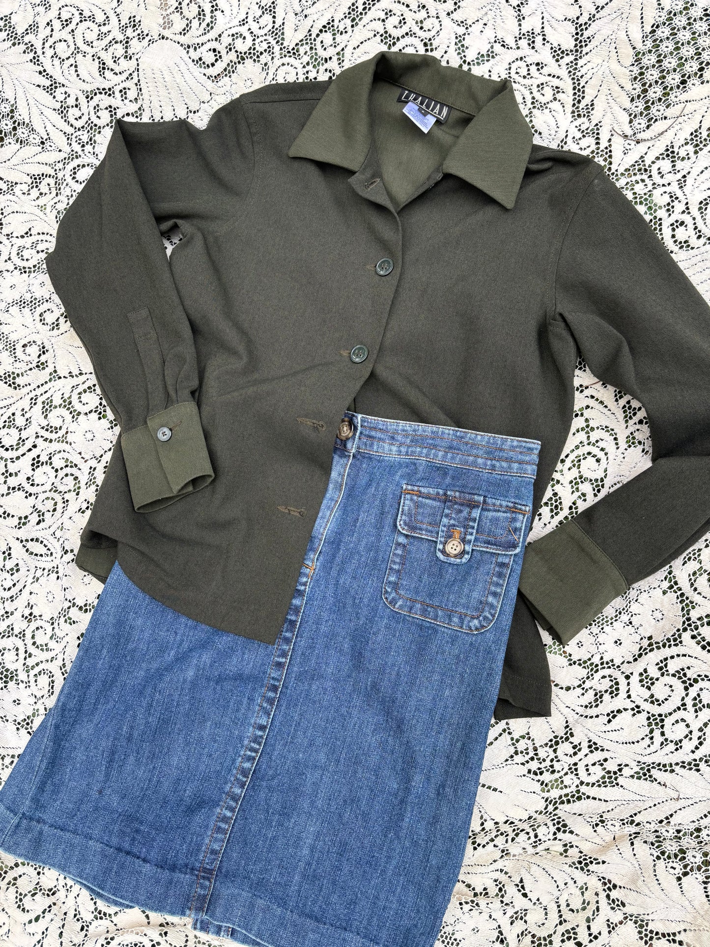 Vintage Dark Green Shirt Jacket - XS/S