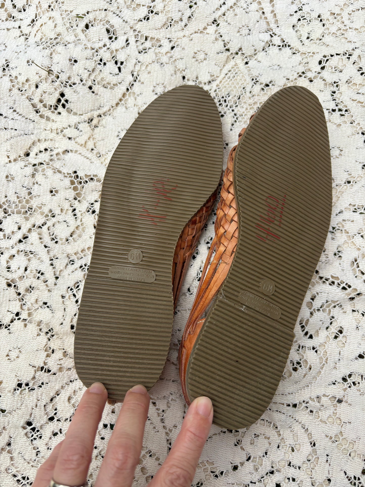 Pinwheels Huarache Leather Sandals - Size 6