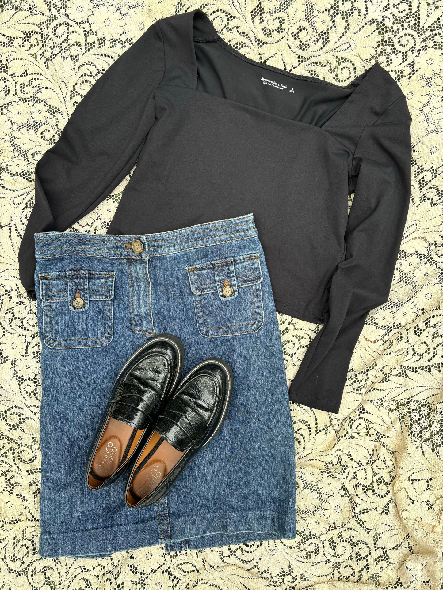 Vintage Jones New York Pocket Front Jean Skirt - 30
