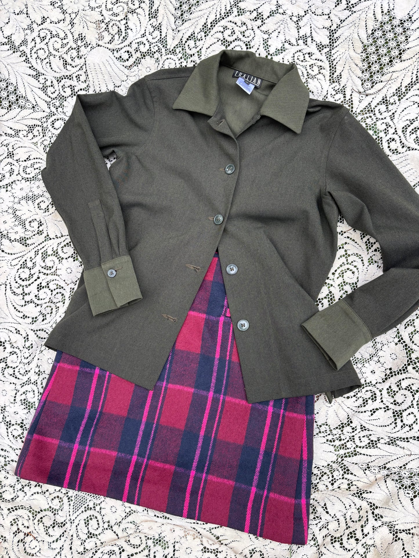 Vintage Dark Green Shirt Jacket - XS/S