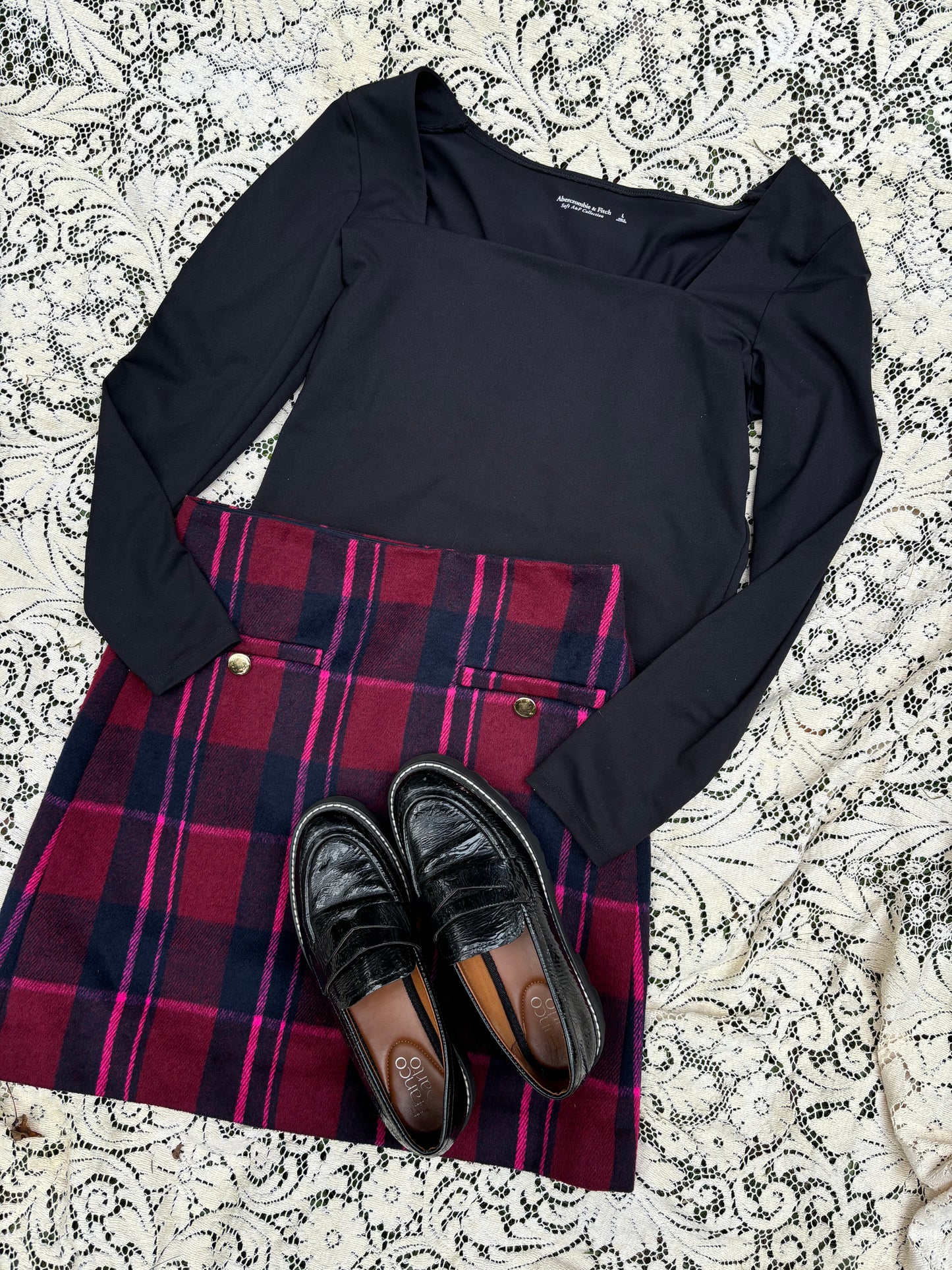 Loft Wool Plaid Skirt - 28