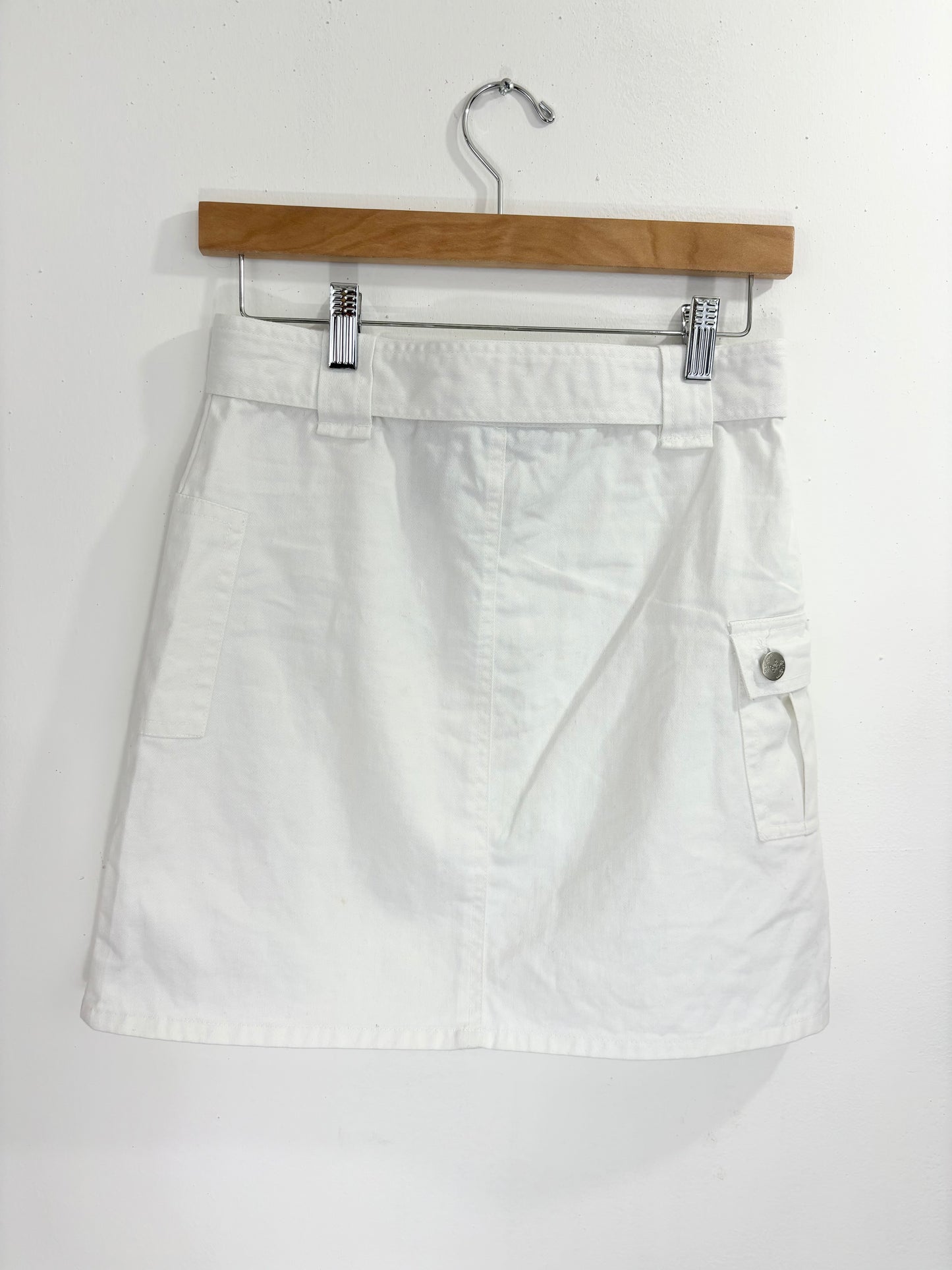 Y2K White Cargo Skirt with Belt