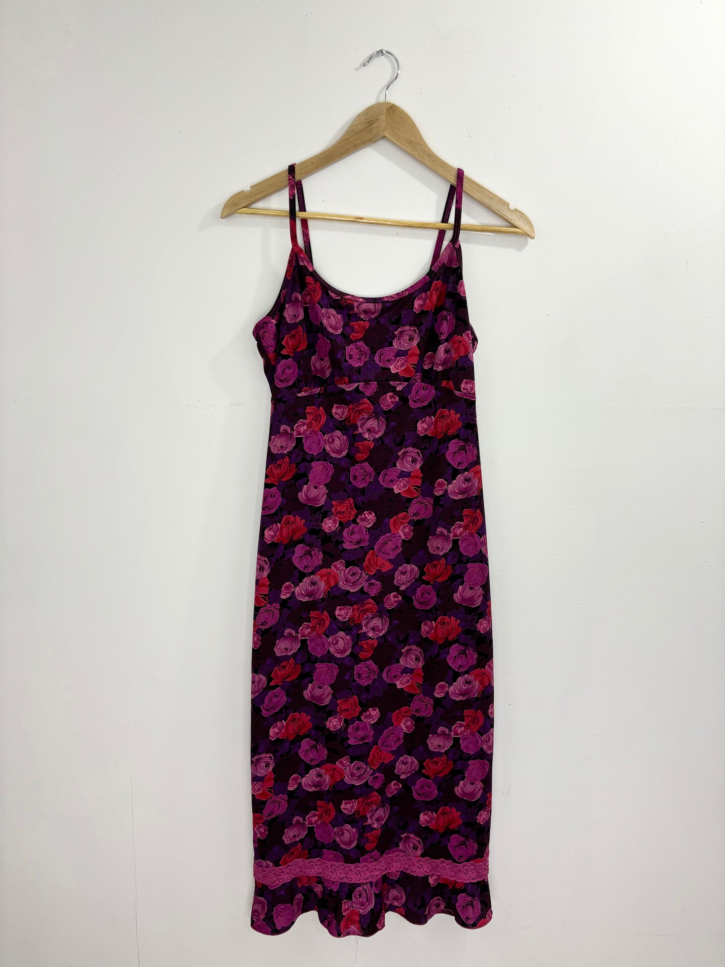 Y2K Floral Spaghetti Strap Maxi Dress (With Tee) - M/L