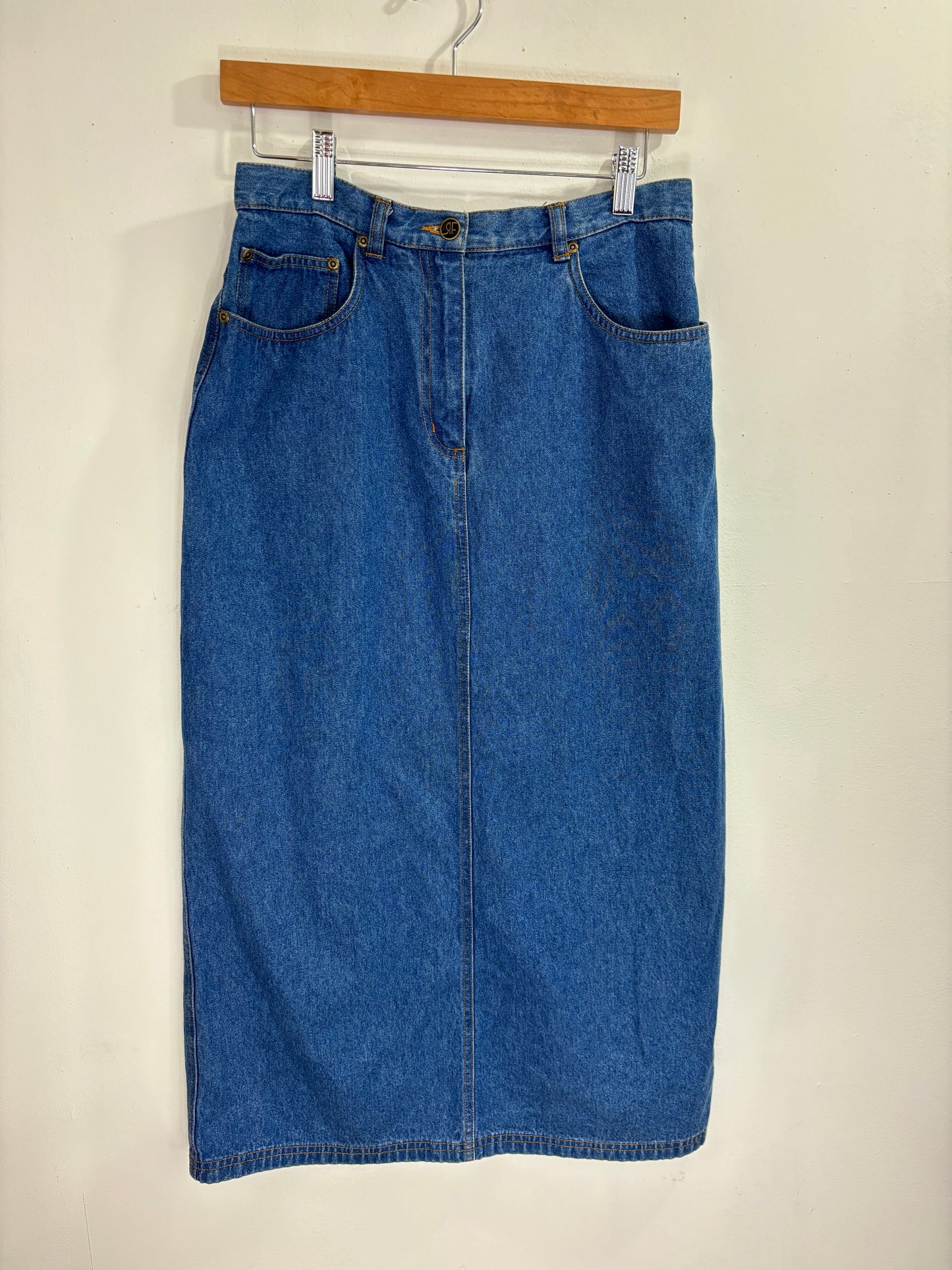 Vintage Denim Maxi Skirt - 30