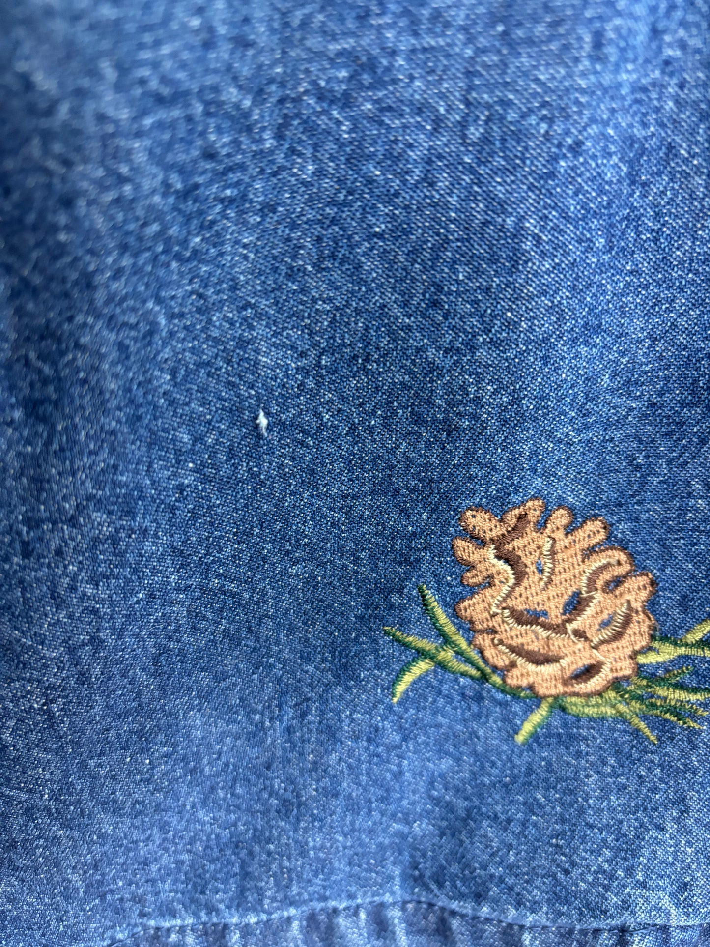 Vintage Fall Leaves Denim Shirt-Jacket