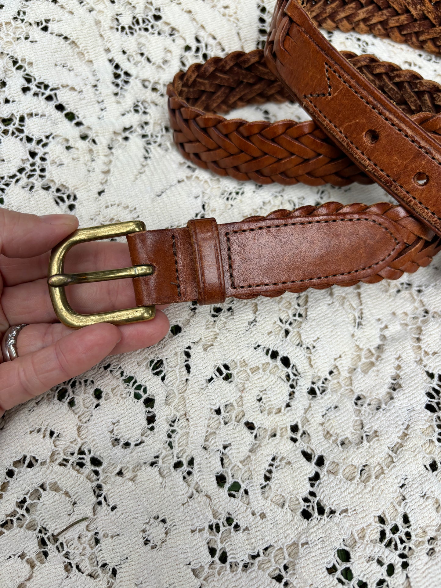 Vintage LL Bean Braided Leather Belt - S/M