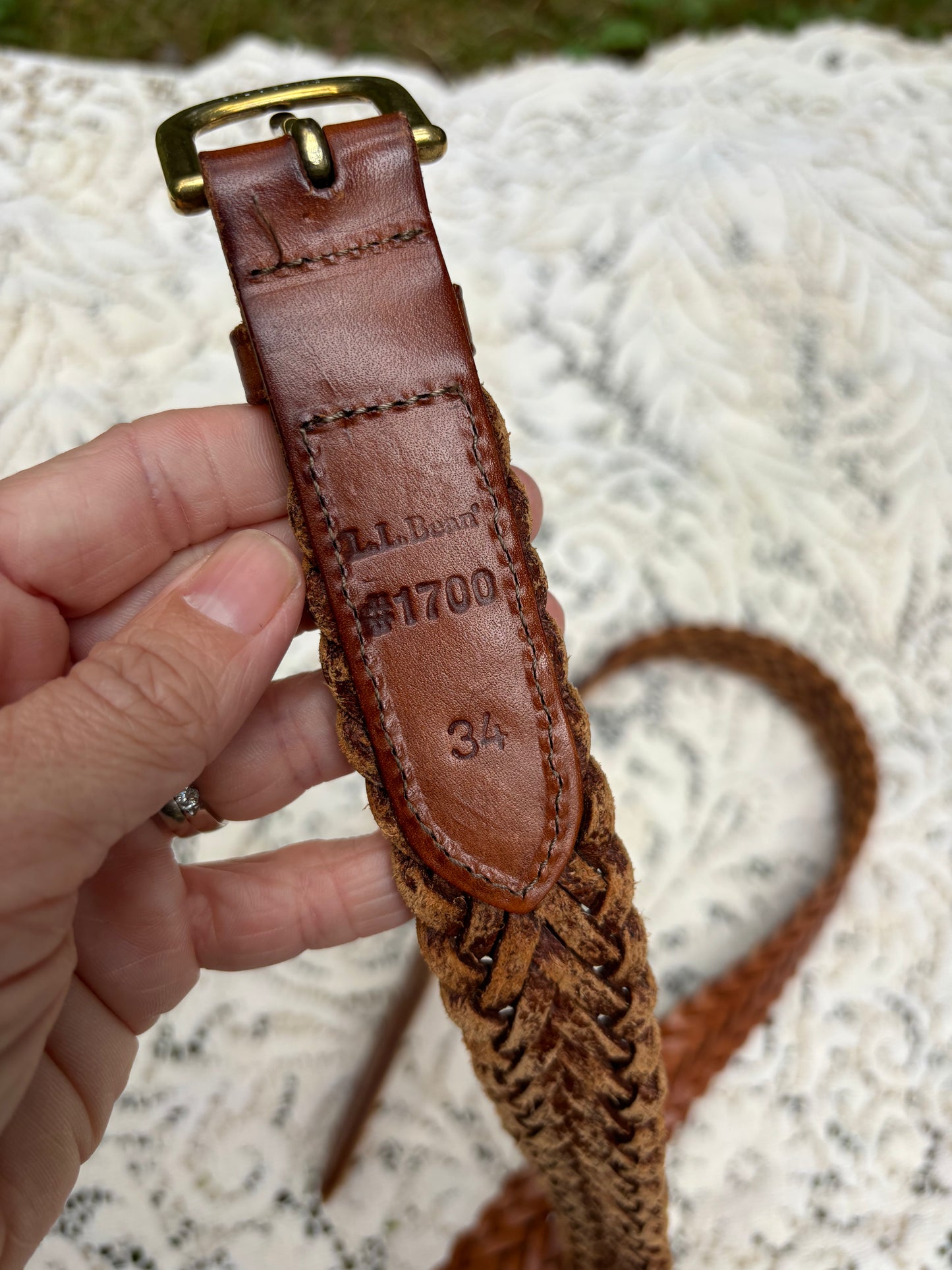 Vintage LL Bean Braided Leather Belt - S/M