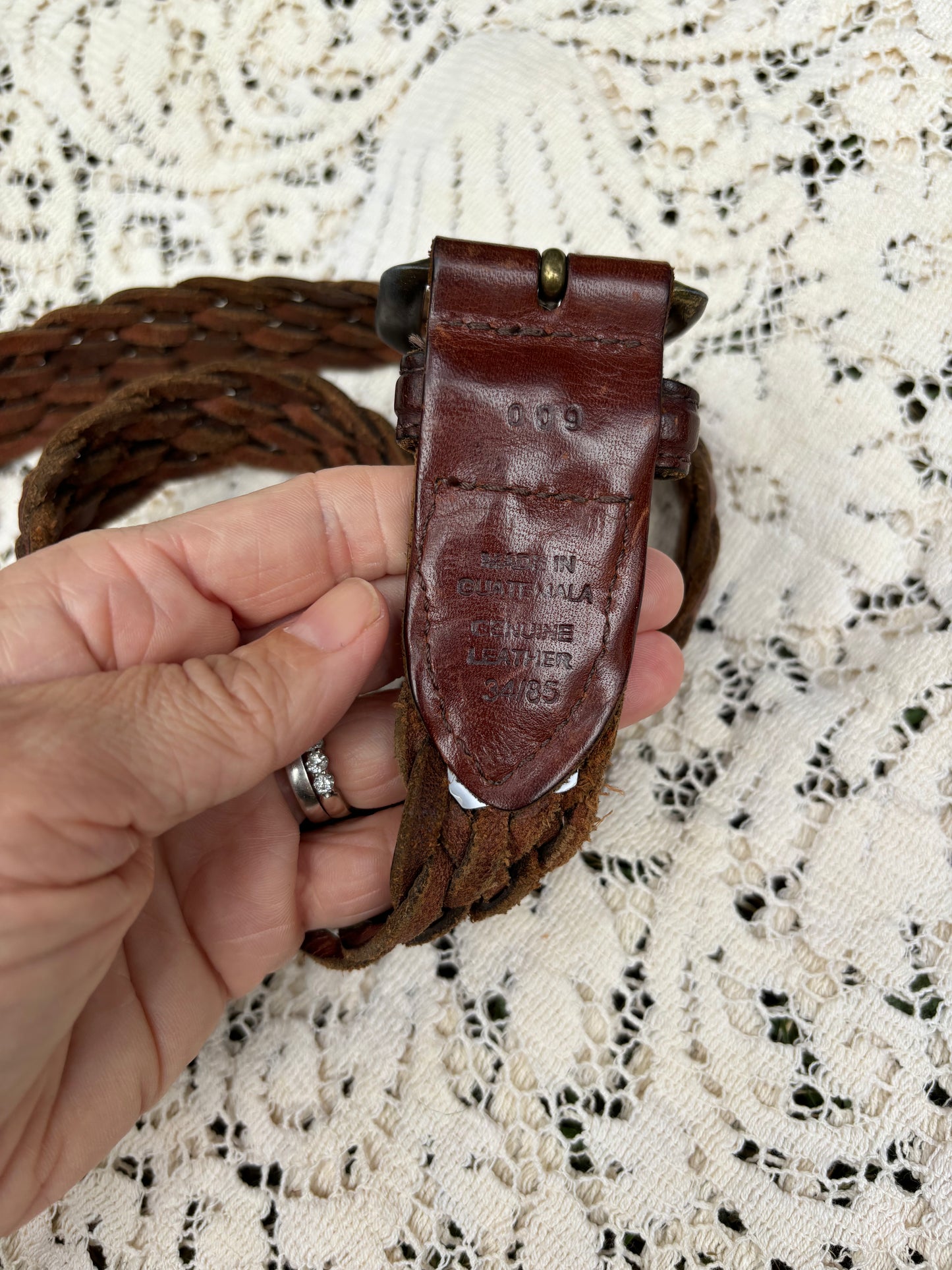 Vintage Braided Leather Belt - M/L