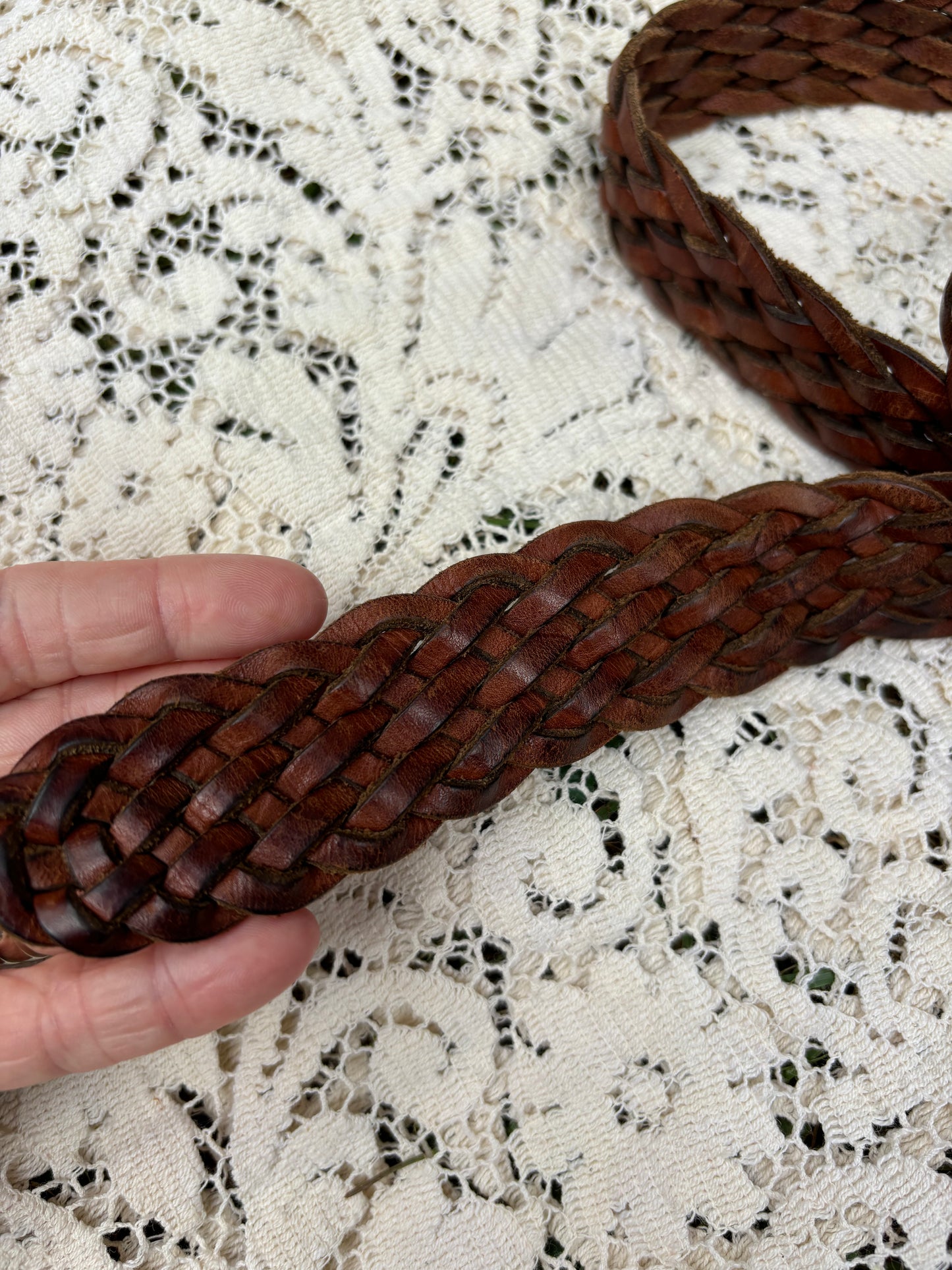 Vintage Braided Leather Belt - M/L