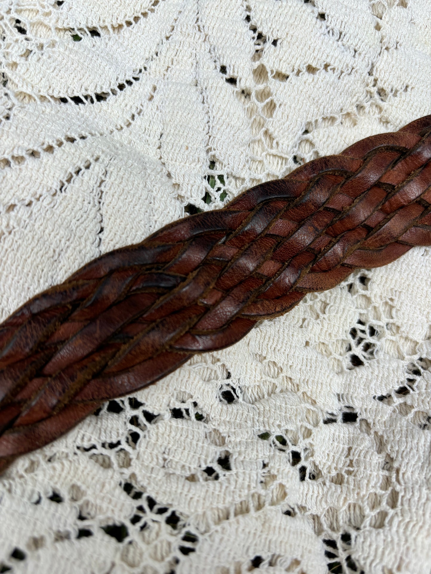 Vintage Braided Leather Belt - M/L