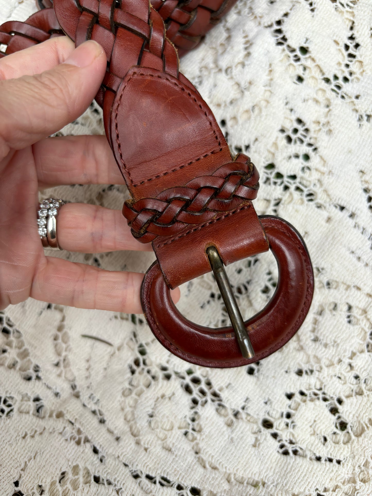 G.H Bass Braided Leather Belt - M