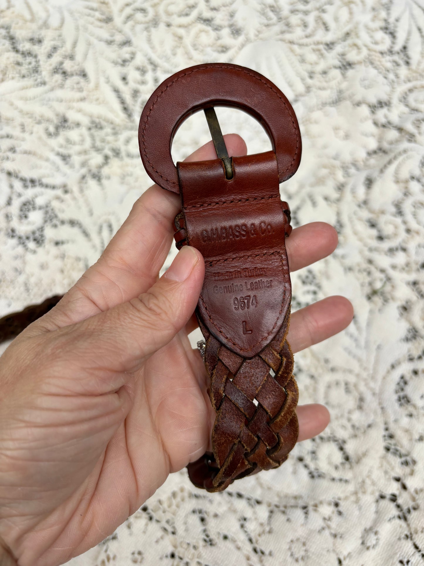 G.H Bass Braided Leather Belt - M