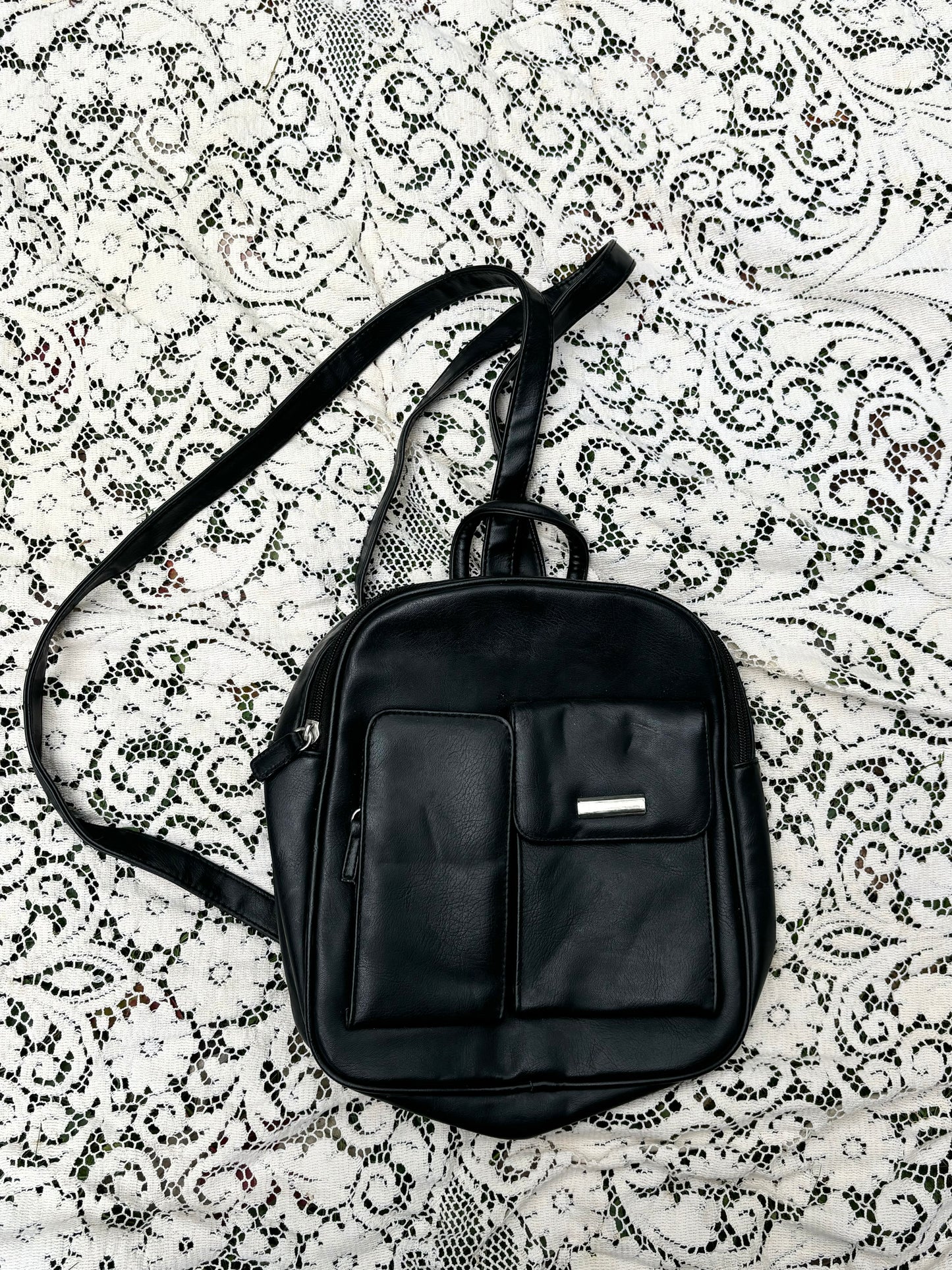 Vintage Black Mini Backpack