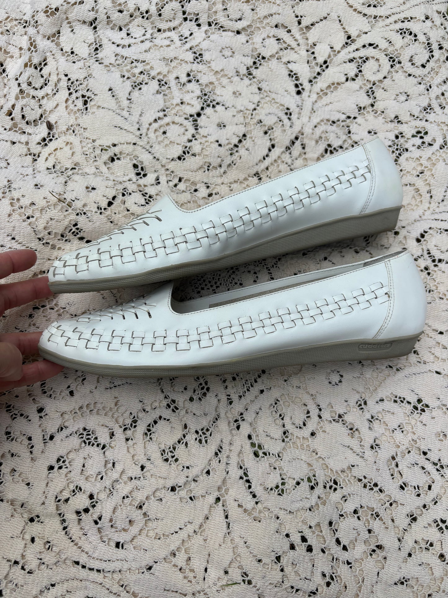 Vintage White Leather Slides - Size 9