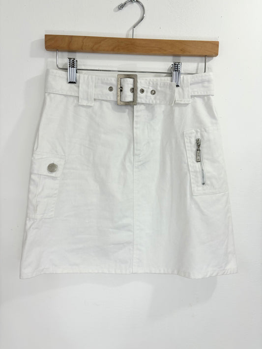 Y2K White Cargo Skirt with Belt