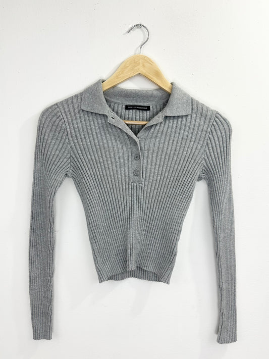 Brandy Melville Henley Crop Top