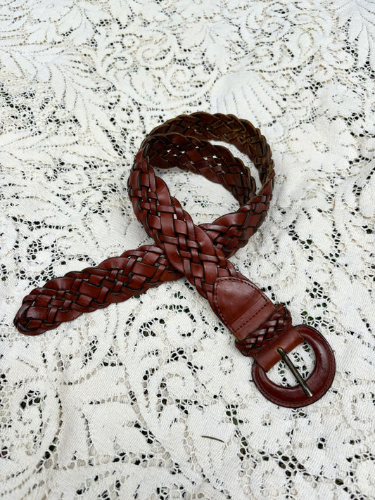 G.H Bass Braided Leather Belt - M