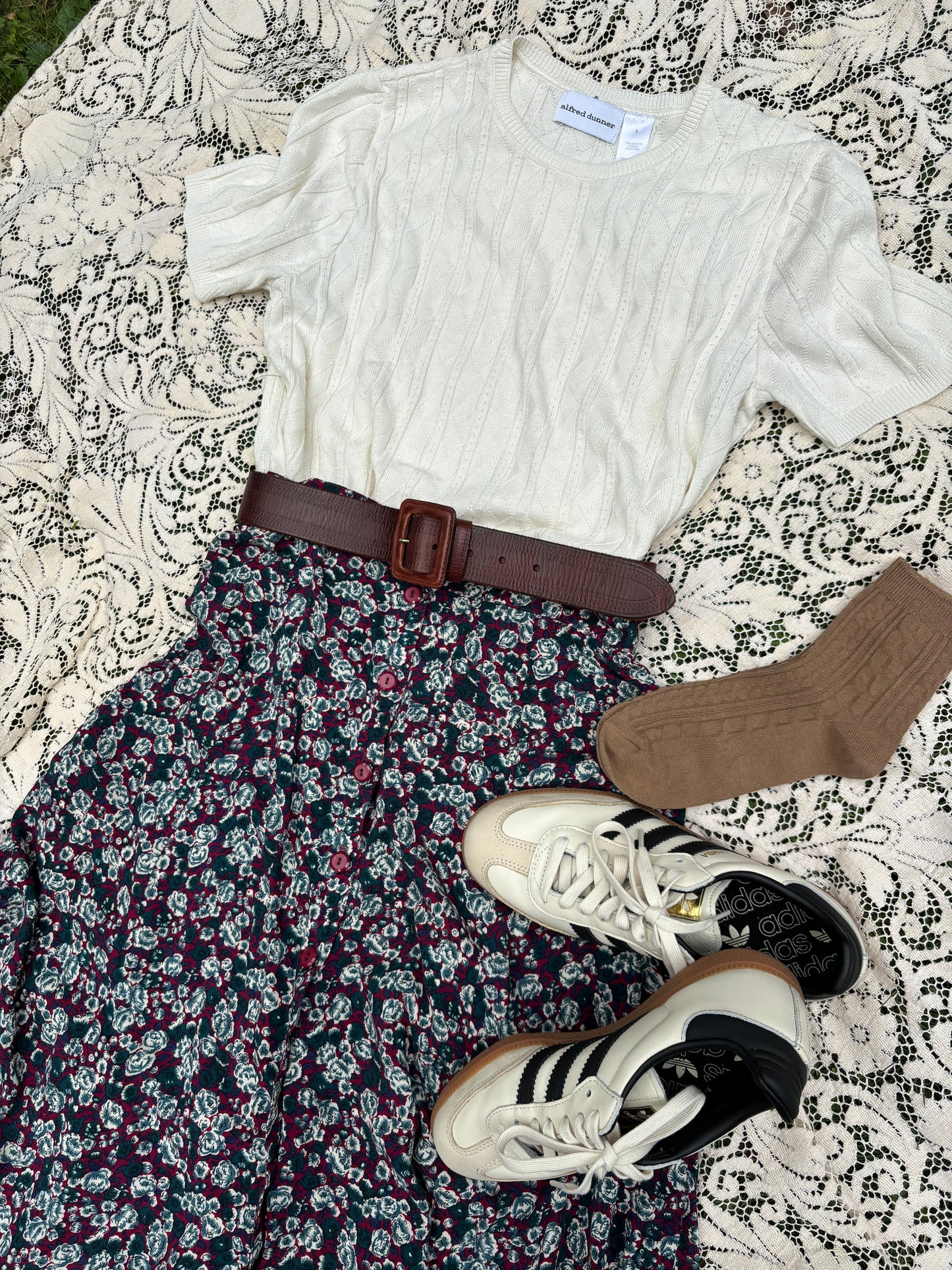Vintage Floral Midi Skirt