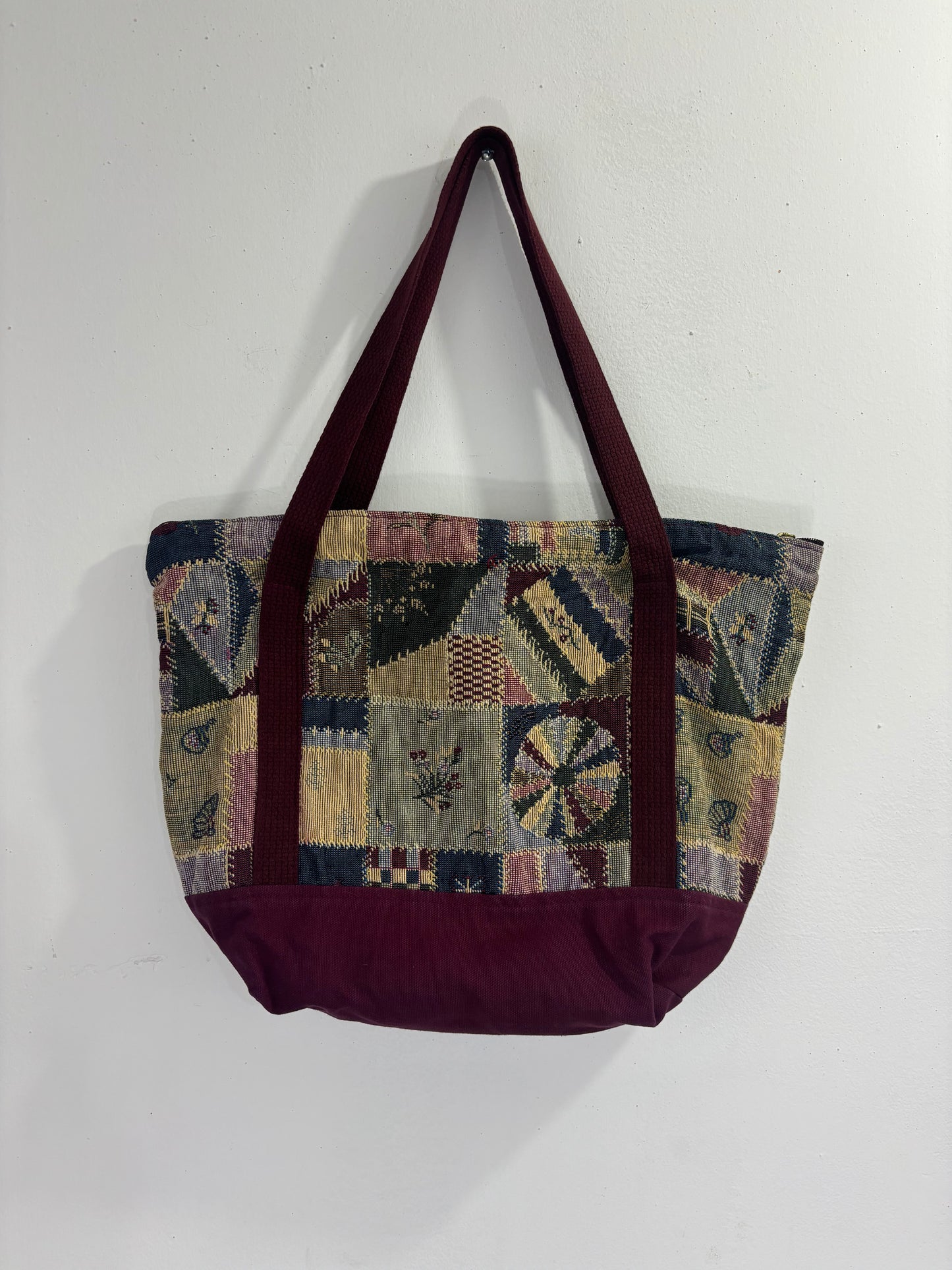 Burgundy Embroidered Tote Bag