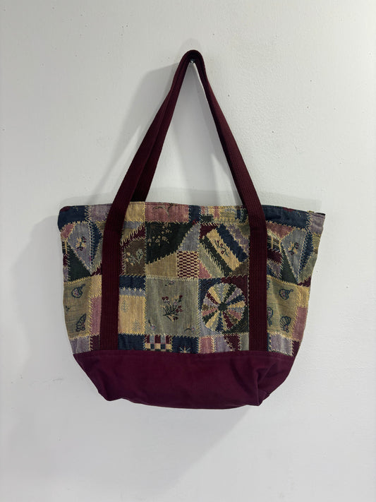 Burgundy Embroidered Tote Bag