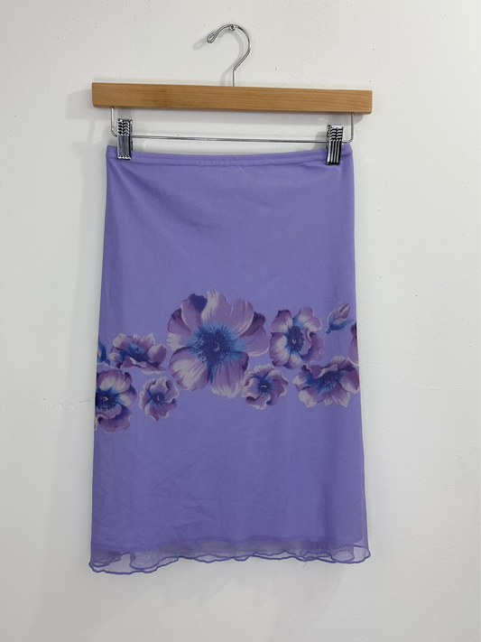 Vintage Y2K Style Floral Midi Skirt - 30