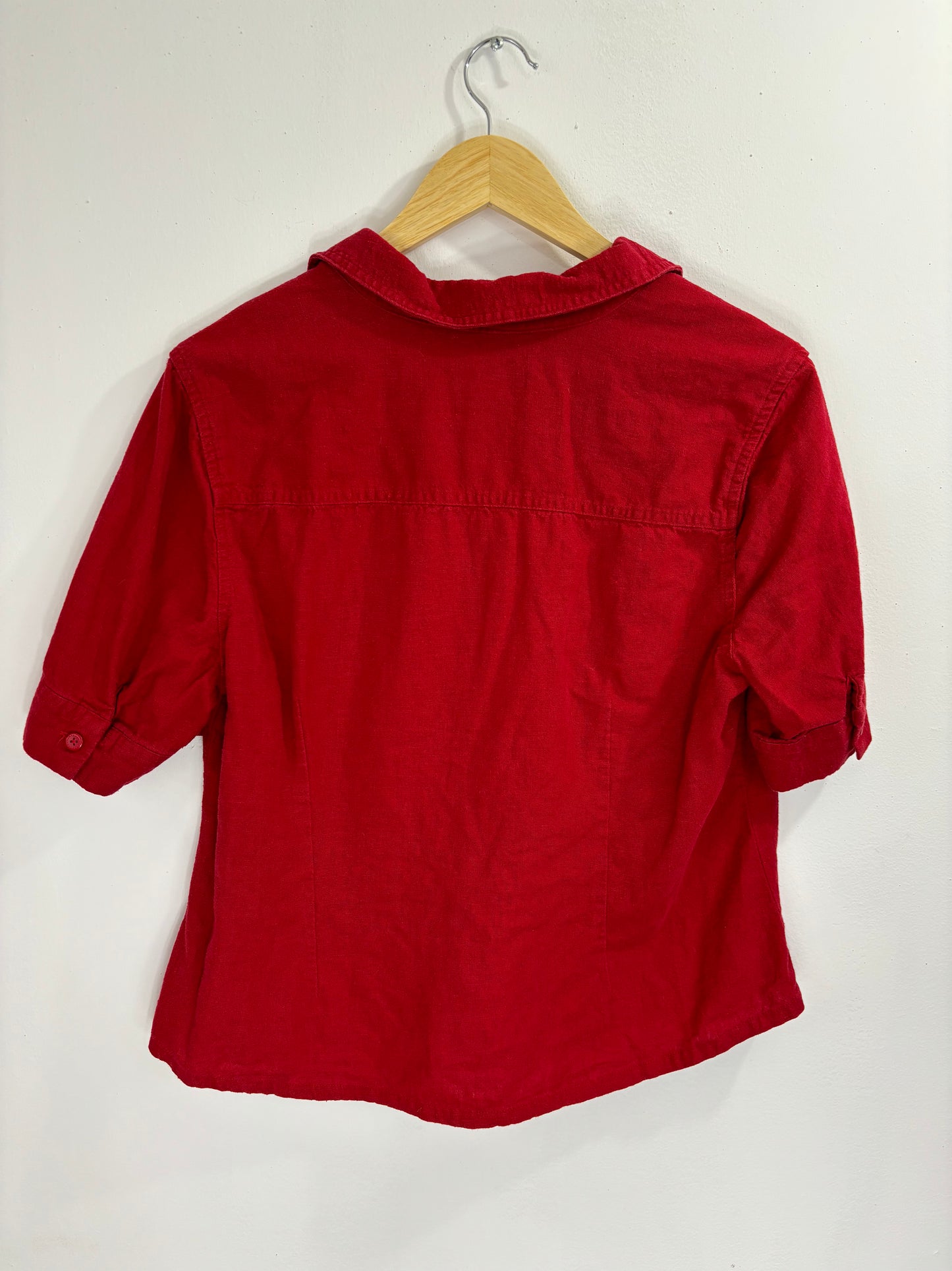 Vintage Red Short Sleeve Button Down - XS/S/M