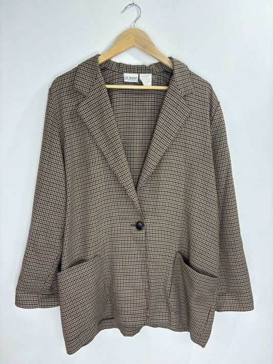 Vintage Houndstooth Plaid Blazer