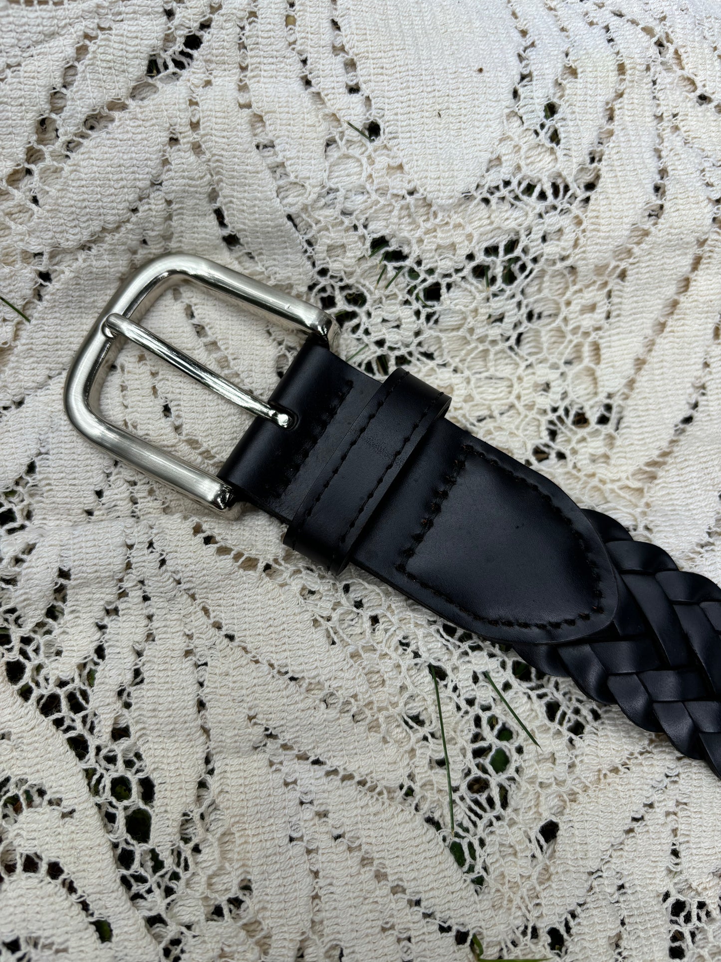 Black Braided Leather Belt