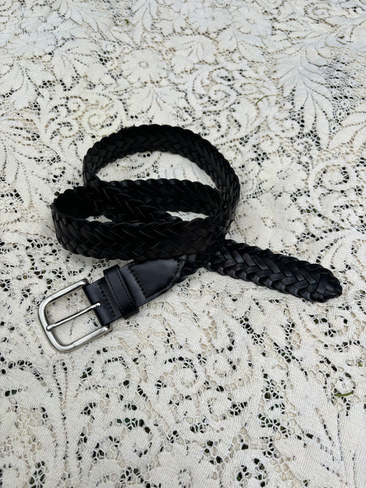 Black Braided Leather Belt