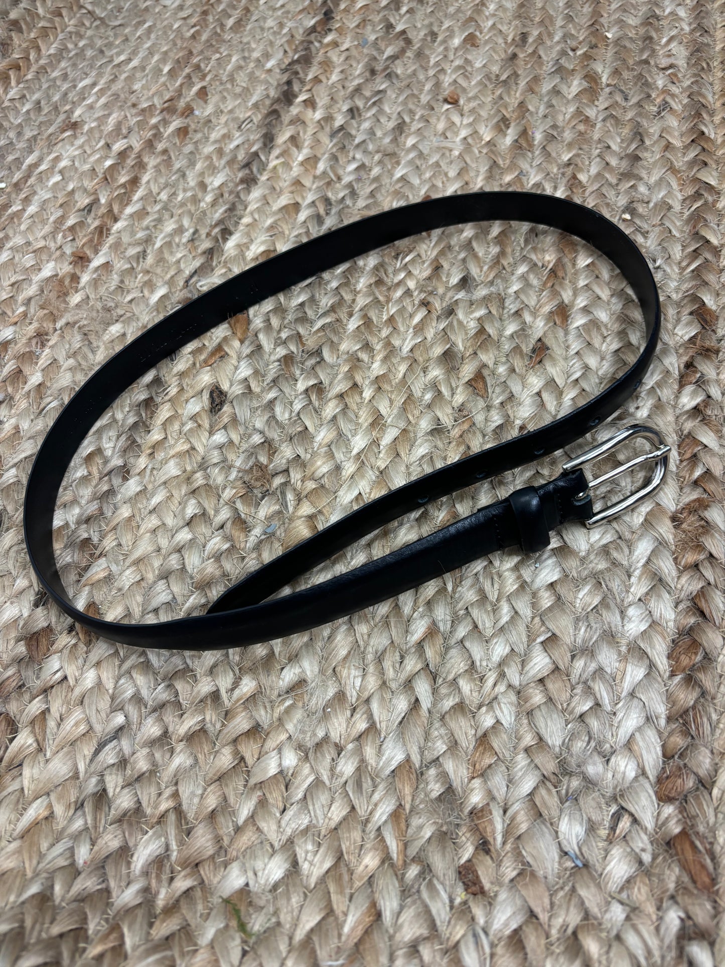 Black Leather Skinny Belt