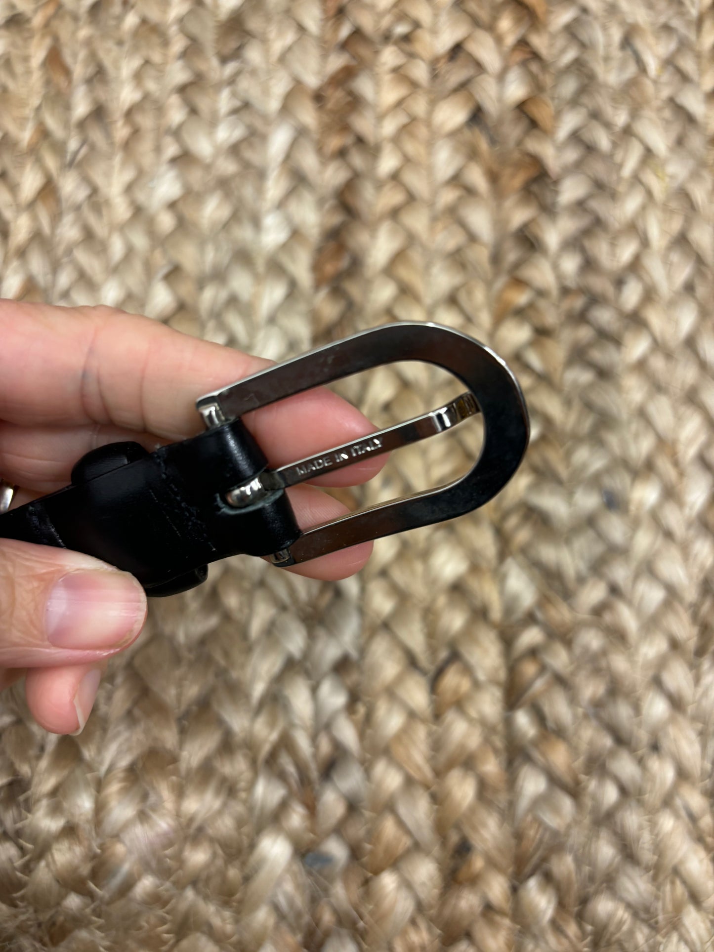 Black Leather Skinny Belt